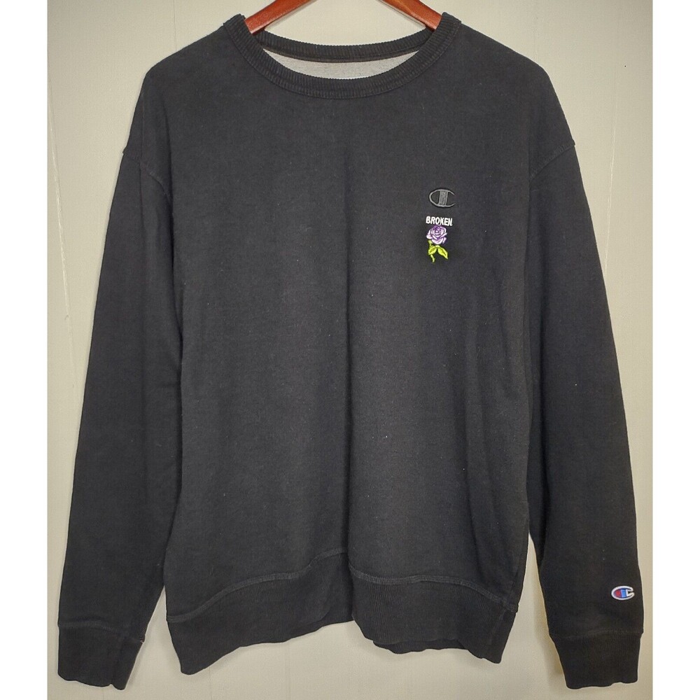 Broken Promises x Champion Sweatshirt Embroidered Rose Streetwear Men's Large